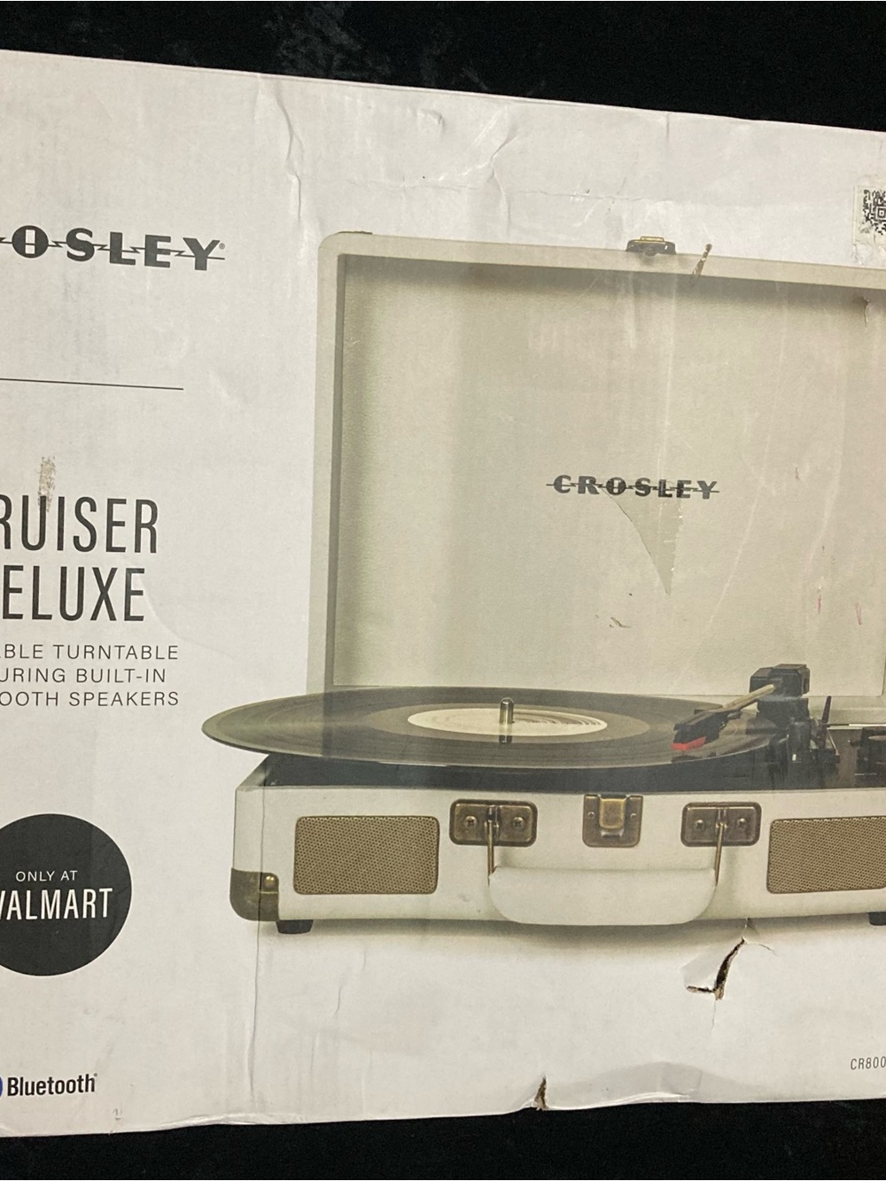Crosley White Portable Cruiser Deluxe Turntable with Gold Hardware Bluetooth